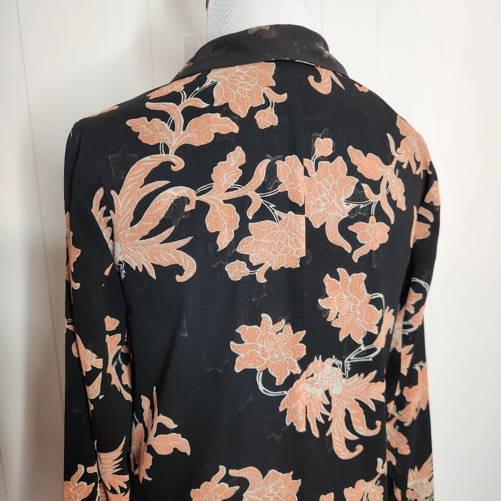 Scotch & Soda Fading Roads Lightweight Black Floral Print Duster Jacket Kimono - Picture 7 of 9